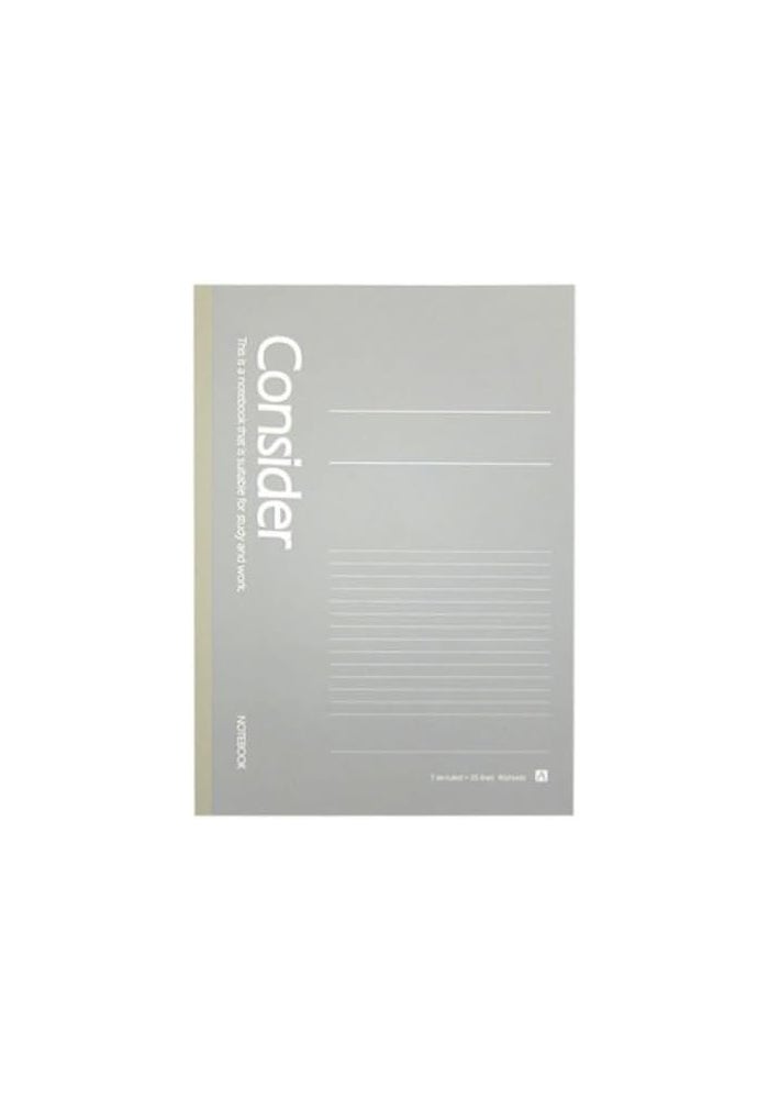 دفتر A4 A | مسطر | 40 ورقة | رمادي | دفتر كتابة للمدرسة والمكتب والدراسة - Image 1